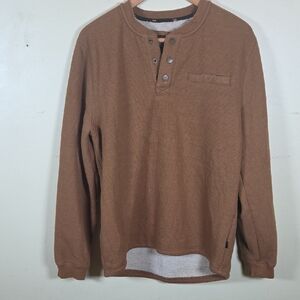 Lee Men’s Premium Select Reg Fit Sherpa Lined Thermal Henley Pullover Brown Med